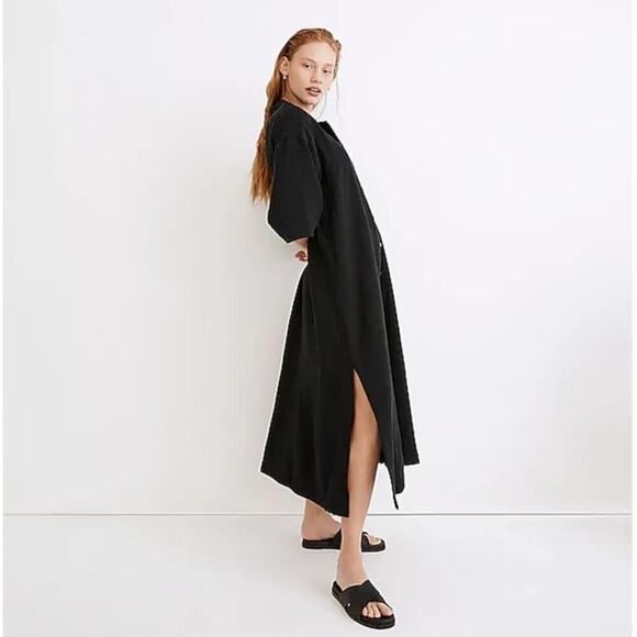Madewell Lightestspun Cover-Up Maxi Shirtdress Relaxed Fit True Black NWT M - Picture 3 of 11